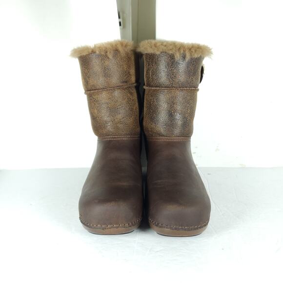 Dansko Women's Stormy EU38 US 7-7.5 Brown Leather Shearling Lined Winter Boots - Picture 3 of 16